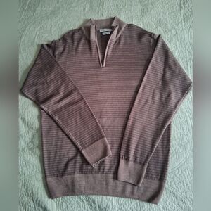 peter millar 100% Merino Wool 1/4 Zip Striped Sweater Mens Size Medium Italy